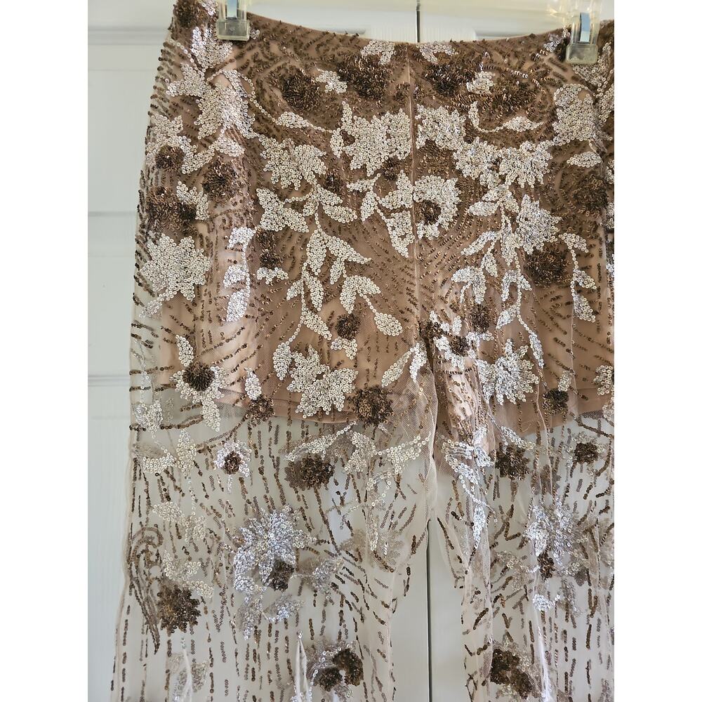 Ralph Lauren Purple Label Sheer Pants Sequin Feathers High Rise Womens XL - Picture 8 of 16